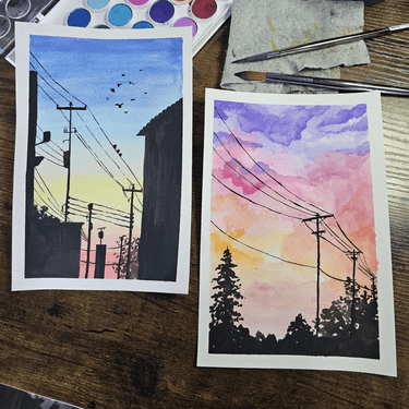 WATERCOLOUR SKY LINES - Paint and sip event at Aroma Restobar, Delta Hotel Saskatoon in Saskatoon, SK - PaintNite.com