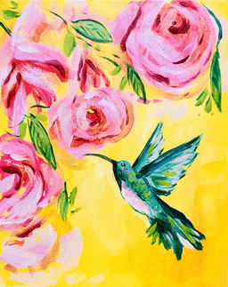 Hummingbird & Pink Roses thumbnail
