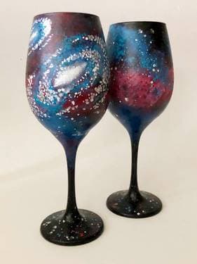 Starry Galaxy Wine Glasses - Paint and sip event at Vintage XIV in PHOENIX, AZ - PaintNite.com