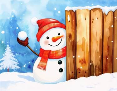 Snowman in a Snowball Fight 1 - Paint and sip event at Wild Wing in Brampton, ON - PaintNite.com