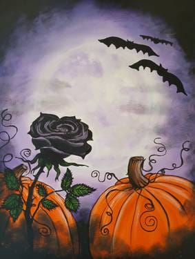 Midnight Rose at the Pumpkin Patch — Painting