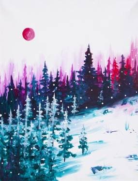 Snowfall in the Pines - Paint and sip event at Pizza Rustica in Toronto, ON - PaintNite.com