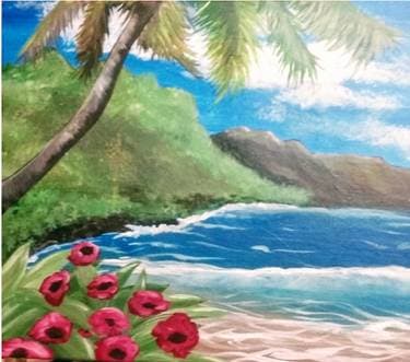 Hawaiian Beach - Paint and sip event at Echo Park Pitfire Pizza in Los Angeles , CA - PaintNite.com