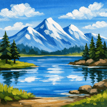 Quiet Mountain Lake - Paint Nite event in Langley, BC