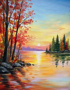 Beautiful Fall Sunset - Paint Nite event in Richmond, BC