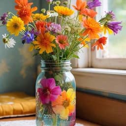 Painted Mason Jar and Bouquet thumbnail