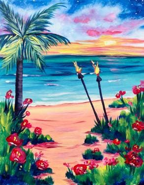 Enchanted Tiki Beach - Paint and sip event at Mack's in BABYLON, NY - PaintNite.com