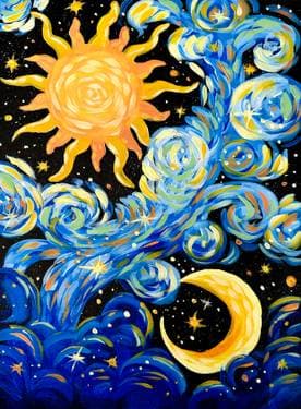 Sun and Moon - Paint Nite event in Canoga Park, CA