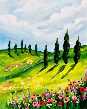 Tuscany Cypress & Wildflowers - Paint and sip event at Broadway Bar and Grill - Nepean in Nepean, ON - PaintNite.com