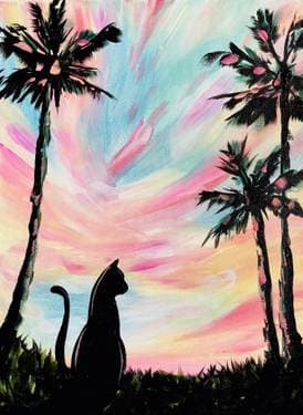 Groovy Beach Cat - Paint and sip event at Leashless Brewing in Ventura, CA - PaintNite.com