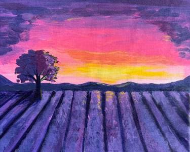 Lavender Landscape - Paint and sip event at Avalon Lavender Farm in Mono, ON - PaintNite.com