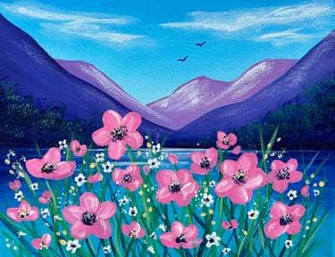 Spring Melt Mountain Flowers - Paint and sip event at Smith's Irish Pub in Vancouver, BC - PaintNite.com