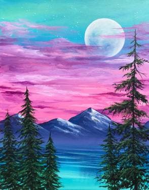 Pastel Sky Pines - Paint and sip event at House of Oliver in Roseville, CA - PaintNite.com