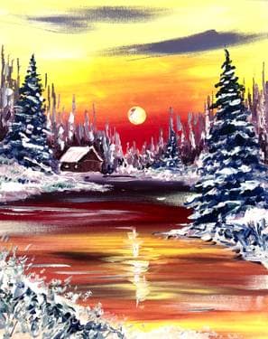 Warm Winter Hideaway - Paint and sip event at Moxies Yorkdale in North York , ON - PaintNite.com