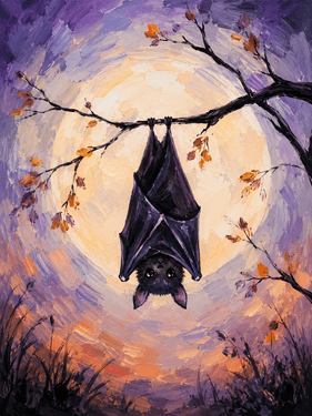Full Moon Halloween Bat — Painting