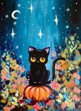 Pumpkin Garden Cat - Paint and sip event at Holy Grounds Coffee Co in Live Oak, CA - PaintNite.com