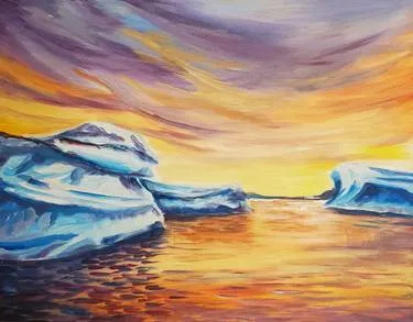 Sunset Iceberg at Boston Pizza Water Street — Painting