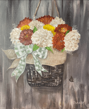 Fall Burlap Basket & Bow — Painting