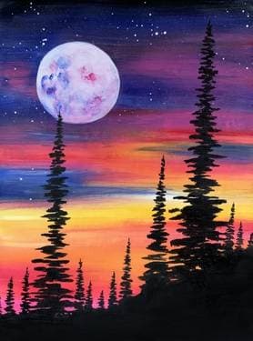 Sunset Pine Forest - Paint and sip event at Wild Wing - Yonge and College in Toronto, ON - PaintNite.com