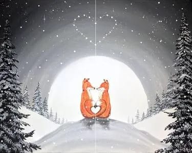 Moonlit Foxy Lovers Partner — Painting
