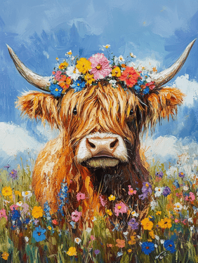 Highland Cow in the Flower Field - Paint and sip event at Moose McGuire's @ Hunt Club in Ottawa, ON - PaintNite.com