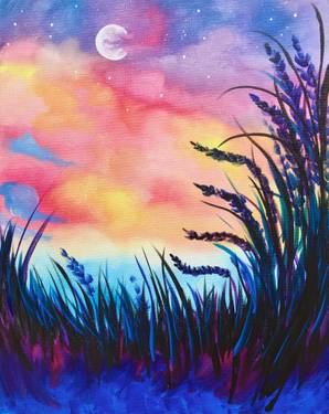Moonlit Wheat Field — Painting