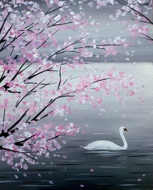 Cherry Blossom Swan - Paint and sip event at ABC Country in Red Deer , AB - PaintNite.com