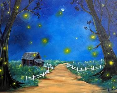 Country Nights and Fireflies - Paint and sip event at Boston Pizza Courtneypark Mississauga in Mississauga, ON - PaintNite.com