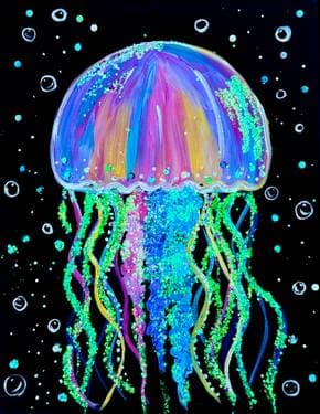 Glitter & Glow Jelly Fish - Paint Nite event in Levittown, NY