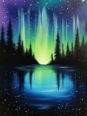 bright northern lights — Painting