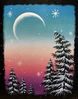 Snowy Moonlit Pines thumbnail