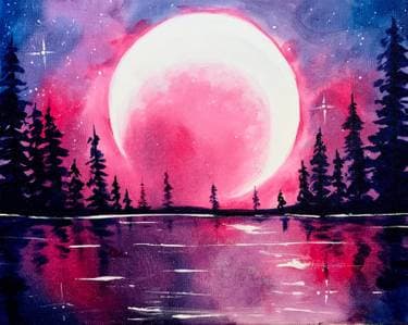 Crescent Moonlight Delight - Paint and sip event at Montana's BBQ & Bar in Airdrie, AB - PaintNite.com
