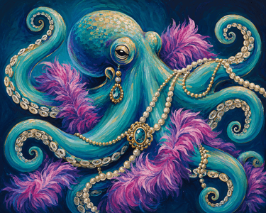 Glamorous Octopus in Drag — Painting