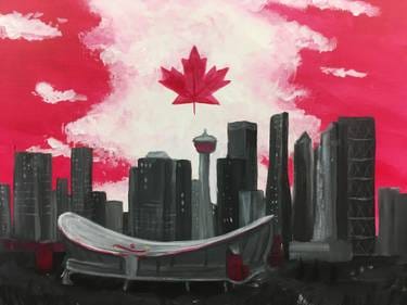 Village Brewery - Calgary Skyline Flag — Painting