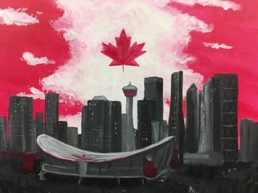 Calgary Skyline Flag - Paint Nite event in Calgary, AB