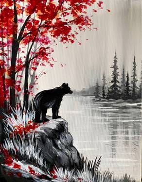 Bear Among the Fall Forest — Painting