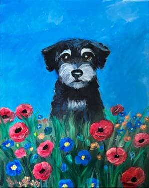 Puppy Dog with Poppies with Melody Gillespie