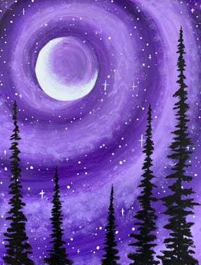 Purple Galaxy Forest - Paint and sip event at Pizza Hut Natrona Heights in Natrona Heights , PA - PaintNite.com
