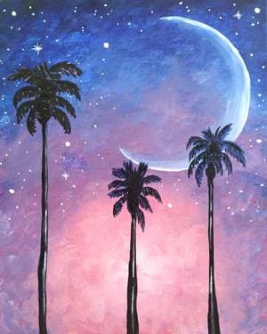 Magical Palm Tree Moon - Paint and sip event at Applebees in Chico, CA - PaintNite.com