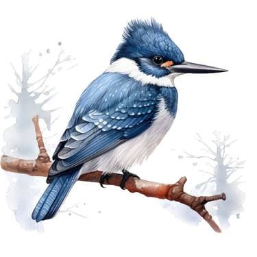 WATERCOLOR Kingfisher with Jade Scarlett