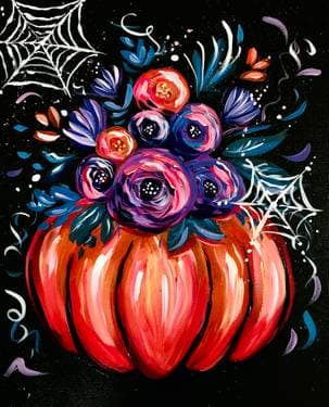 Spooky Pumpkin Bouquet - Paint and sip event at Poppi's Italian Eatery in Borden, ON - PaintNite.com