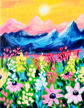 Bright Mountain Flower Field - Paint Nite event in Regina, SK