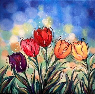 Fun and Colorful Tulips - Paint and sip event at The Canadian Brewhouse in Oshawa, ON - PaintNite.com