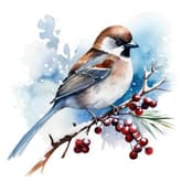 WATERCOLOR Winter Bird thumbnail