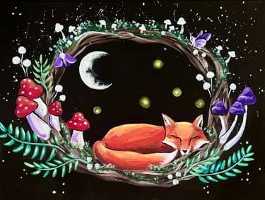 Dreamy Fox Wreath - Paint and sip event at IKEA Winnipeg in Winnipeg, MB - PaintNite.com