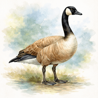 WATERCOLOR Canadian Goose with Jade Scarlett