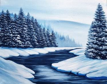 Snowy Winter Riverside - Paint Nite event in SCARBOROUGH, ON