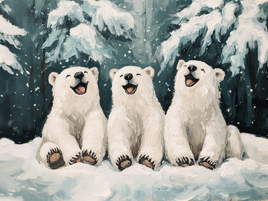 Happy Polar Bear Family in the Snow - Paint Nite event in Brampton, ON