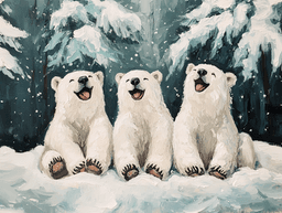 Happy Polar Bear Family in the Snow thumbnail
