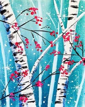 Winter Berry Birch — Painting